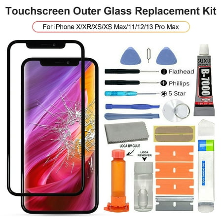 DIY Phone Front Tempered Glass Screen Replacement with Repairing Tool for iPhone X/XR/XS/XS Max/11/11 Pro/11 Pro Max/12 Mini/12/12 Pro/12 Pro Max/13 Mini/13/13 Pro/13 Pro Max