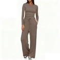thumbnail image 6 of Chroia Women's 2 Piece Matching Set - Long Sleeve Top Wide Leg Pants Lounge Outfit, 6 of 6