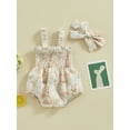 thumbnail image 2 of Biekopu Newborn Girl Outfit, Sleeveless Pleated Bunny Shamrock Print Romper with Hairband Summer Clothes, 2 of 9