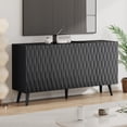 thumbnail image 7 of AVAWING Wave Fluted Cabinet with Storage, 4 Doors Sideboard Buffet, Modern Accent Cabinet, Black, 7 of 7