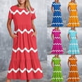 thumbnail image 1 of Sentmoon Robes Boho Col Rond Coupe Régulière Respirantes Robes Soleil Femmes Imprimé à Rayures Manches Courtes Été 2026 Affaires avec Poches Robe Fluide Tendance pour Sortir et Fête S, 1 of 7
