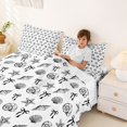 thumbnail image 3 of spefrowx Bow Seashell Queen Sheets for Teens, Black Monochrome Starfish Conch Queen Sheet Sets, 4 Pieces, 1 Flat Sheet, 1 Fitted Sheet and 2 Pillowcases, 3 of 5