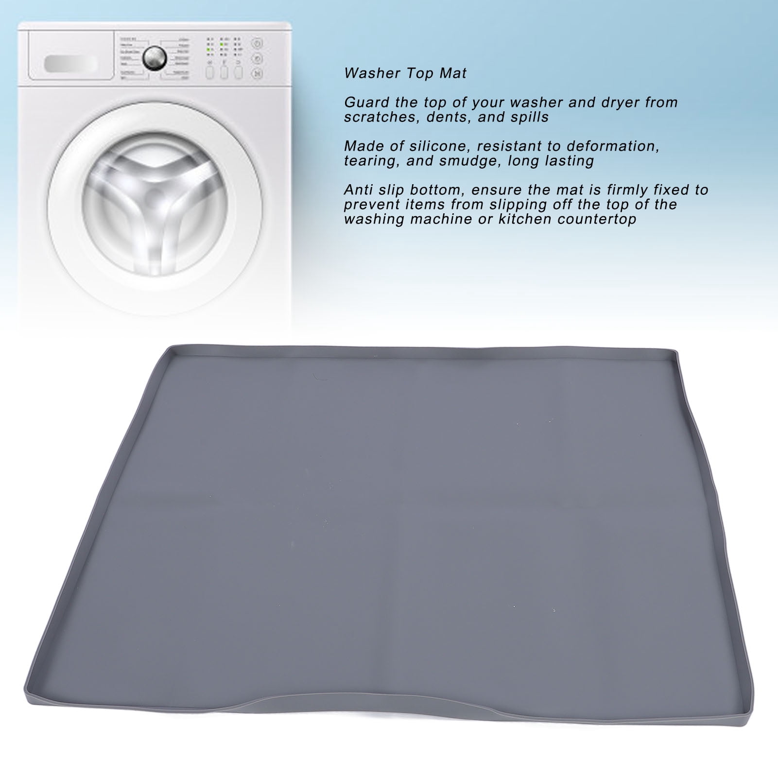 Washer Dryer Top Mat, 50x60cm Washer Dryer Top Protector Silicone Dishwasher Safe Non Slip  For Laundry Room