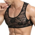 thumbnail image 5 of WMTBSRSW Men's Floral Lace Crop Tops Mesh Undershirts for Men Y2k Muscle Shirt See Through Sleeveless Shirts Sheer Transparent Club Party Casual Tank Top Undershirts, 5 of 6