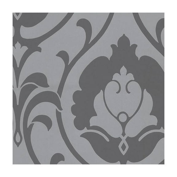 Concord Wallcoverings Textured Wallpaper Damask Featuring Floral Ornament, Gray Silver, 21 In x 33 Ft (56 sq. ft), TU27103