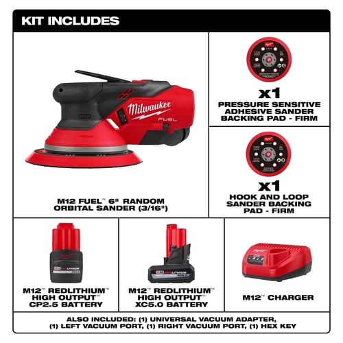 Milwaukee M12 FUEL 12V Lithium-Ion Cordless 6" Random Orbital Sander