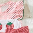 thumbnail image 6 of Sopiago Smocked Baby Girl Bubble Romper Sleeveless Ruffle Linen Baby Girl Bodysuit Cherry Fruit Summer Outfit (Red,6-12 Months), 6 of 7