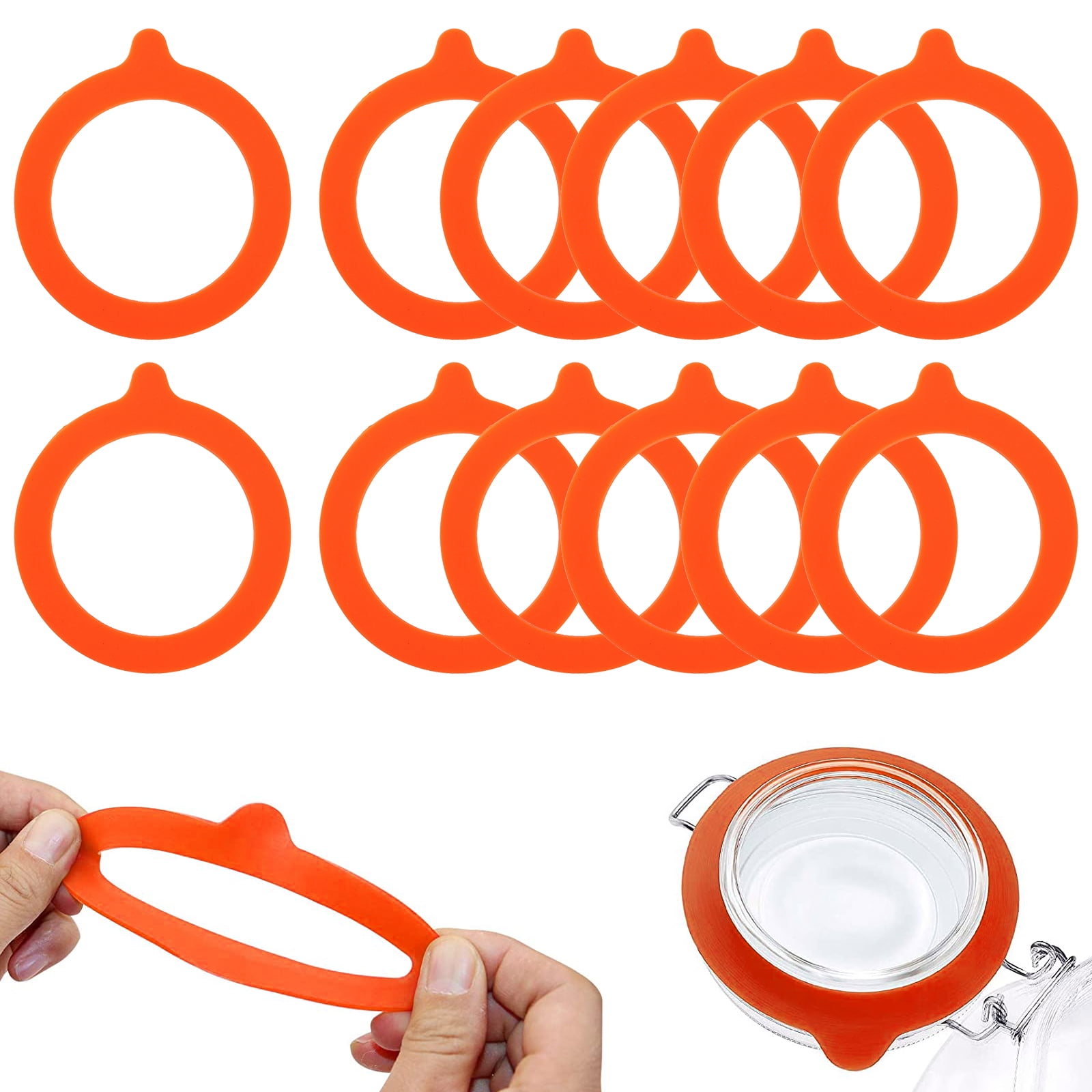 Airtight Silicone Gasket Sealing Rings for Glass Clip Top Jar Canning for Leak Proof Mason Jar Lids Silicone Gasket Sealing Rings 10PCS Reusable Food-Grade Airtight Rubber Seal