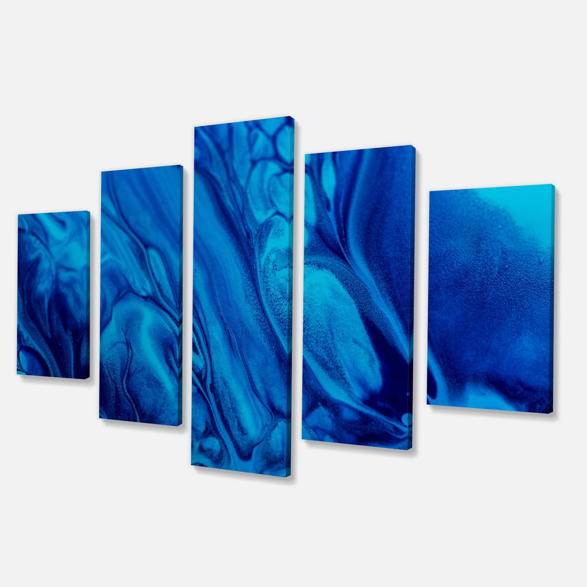 Designart 'Dark Blue Abstract Acrylic Paint Mix ' Contemporary Art on Canvas
