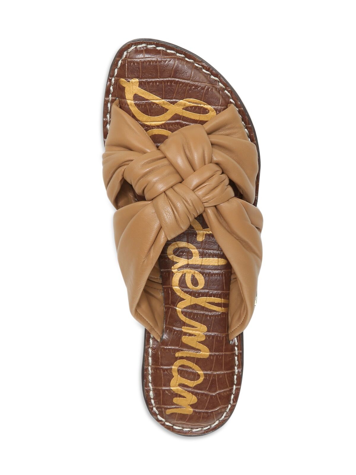 SAM EDELMAN Womens Gold Knotted Cushioned Comfort Garson  NWT SAM EDELMAN Womens Brown Garson Round Toe Slip On Leather Slide Sandals 6 M main image 2