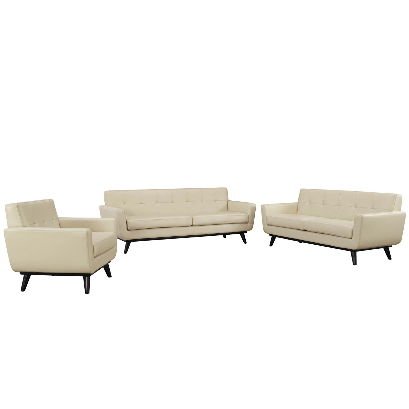 Engage 3 Piece Leather Living Room Set Beige