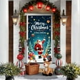 thumbnail image 5 of Christmas Santa Door Cover with Surprise Gift, 35 x 71 inch Snowscene Banner, Cute Santa Claus Hanging Cloth, Poinsettia Wreath Backdrop, Porch Photography Background, Christmas New Year Home Decor, 5 of 6