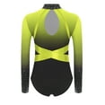 thumbnail image 4 of iixpin Kids Girls Long Sleeve Gymnastics Leotard Sparkly Rhinestone Cutout Back Figure Skating Dance Bodysuit Yellow 10, 4 of 5