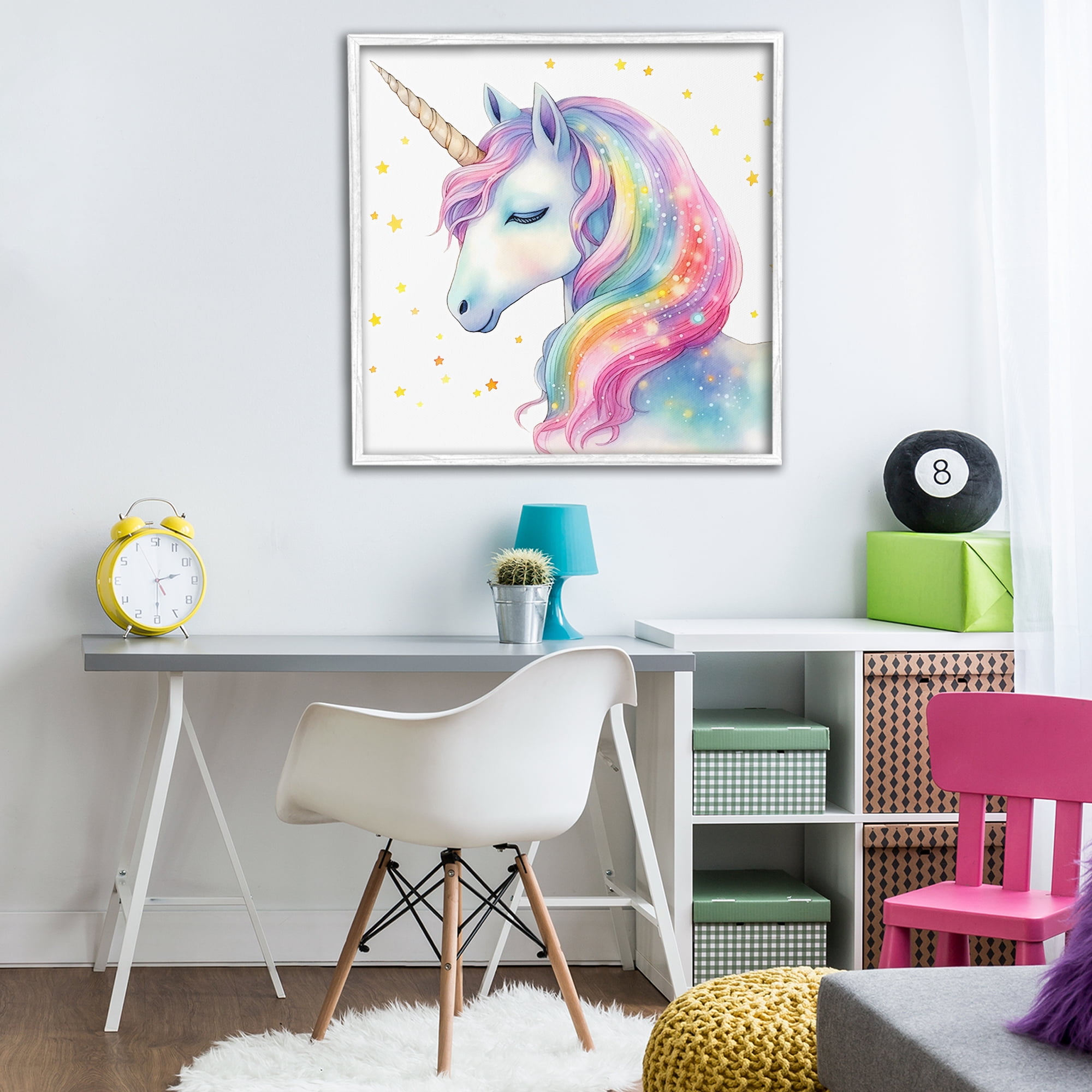 Stupell Industries Enchanted Rainbow Mane Unicorn White Framed Giclee Art, design by Creative Studio