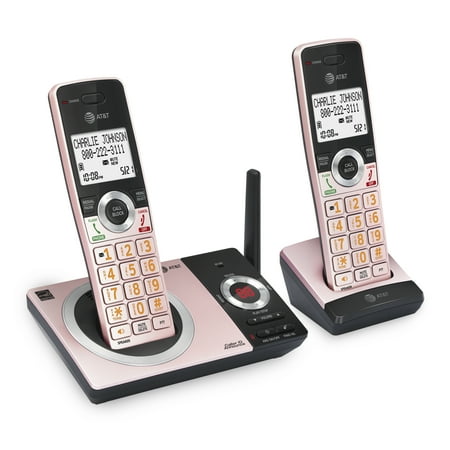 AT&T CL82229 2 Handset Cordless Expandable Answering System with Smart Call Block, Rose Gold