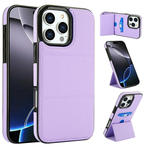 Case for iPhone 14 Pro Max, PU Leather Soft TPU, Luxury Kickstand Card Slots Back Case Magnetic Ultra Slim Protective Shockproof Phone Cover for iPhone 14 Pro Max, Lightpurple