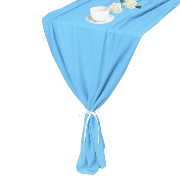 Sky Blue Chiffon Table Runner 27.5" x 118" Light and Elegant Table Runner Romantic Sheer Table Runner