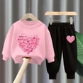 thumbnail image 2 of mgoYE Girls Outfit Sets 2 Pieces, Heart Printed Long Sleeve Pullover Black Pants Girls Clothing Sets 9-10 Years, 2 of 4