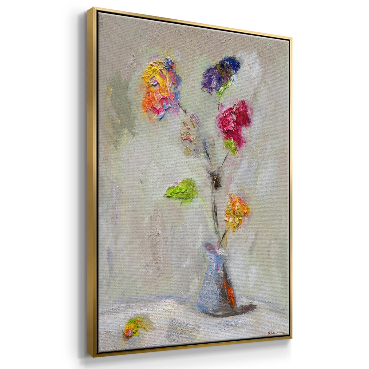 Neoplitan Floral Framed Premium Gallery Wrapped Canvas - Ready to Hang