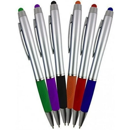 Barrel Silver Roller Ball Pen - United 2-1twist Action Stylish Silver Barrel Capacitive Stylus with Comfort Grip Ball Point Pen for Touchscreen Devices, Iphone, Ipad, Kindle, Android Tablets (10-pack)