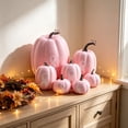 thumbnail image 3 of 7Pcs Simulation Pumpkin Ornament, Lifelike Pink Pumpkin Model with Pink Ribbon, Funny Desktop Ornament for Fall Harvest Halloween Thanksgiving Decor, 3 of 6