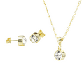 thumbnail image 2 of Gold April Birthstone Necklace and Stud Earrings Set with Bohemian Crystals, 14K Gold Plated, Birthday Month Gift, Great for Mom., 2 of 8