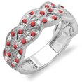 thumbnail image 1 of Dazzlingrock Collection 10K Round White Diamond & Ruby Anniversary Wedding Matching Band Stackable Ring, White Gold, Size 8, 1 of 1
