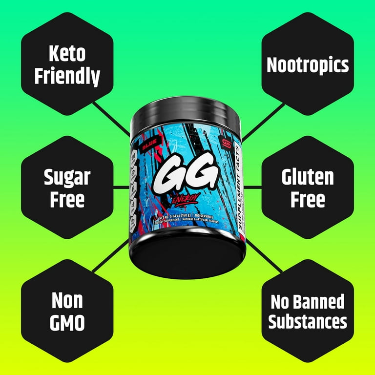 Gamer Supps, GG Energy Blue Raspberry (Blue Razz) Drink Mix - Keto  Friendly, Sugar-free, Organic Caffeine and Electrolytes 