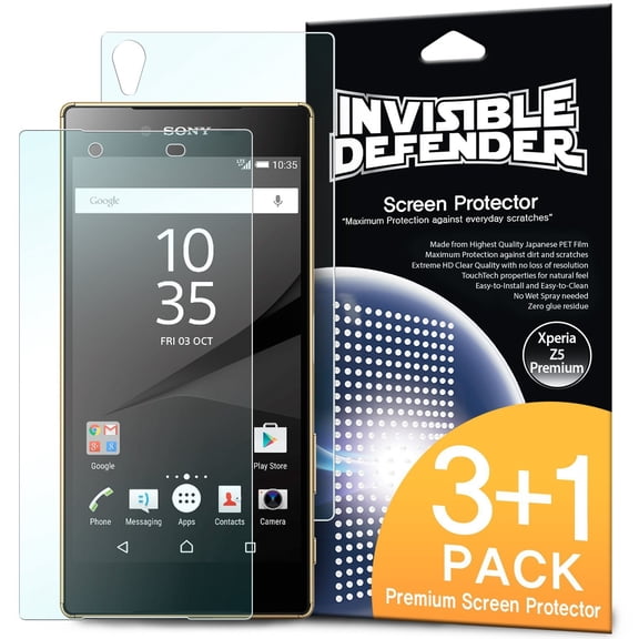 Xperia Z5 Premium Screen Protector - Invisible Defender [3 Front 1 Back /MAX HD CLEARNESS] Perfect Touch Precision Film