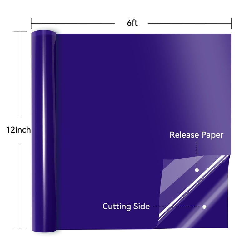 HTVRONT Permanent Vinyl Glossy-12" x 6FT Adhesive Vinyl Roll for Cutting Machine, Signs, Scrapbooking, Craft, Die Cutters-Royal Blue