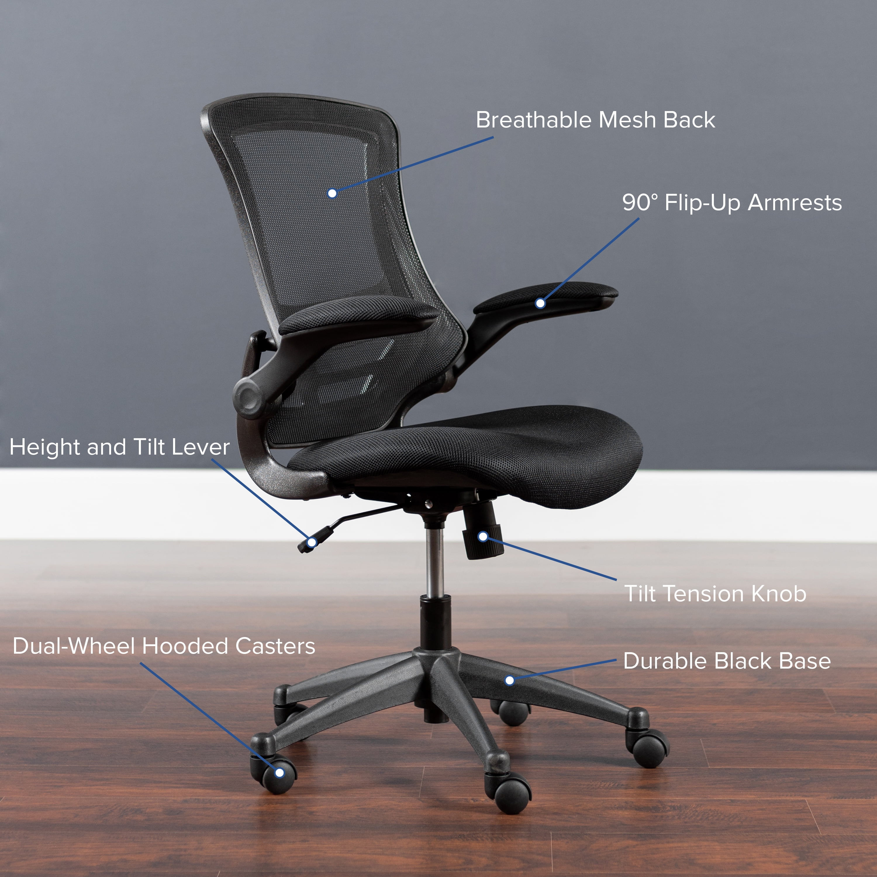 Flash Furniture Mid-Back Black Plastic Swivel Task Chair 