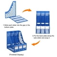 thumbnail image 4 of Unique Bargains Magazine File Holder, PS Plastic Vertical 3 Compartment Desktop Book Storage Rack Organizer, Blue, 4 of 4