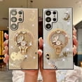 thumbnail image 4 of Case for Galaxy S22 Ultra,3D Butterfly Kickstand Bling Glitter Diamond Marble Ring Stand Shockproof Women Girls Rhinestone Phone Case for Samsung Galaxy S22 Ultra 5G,6.8" 2022 (XinYU White), 4 of 16