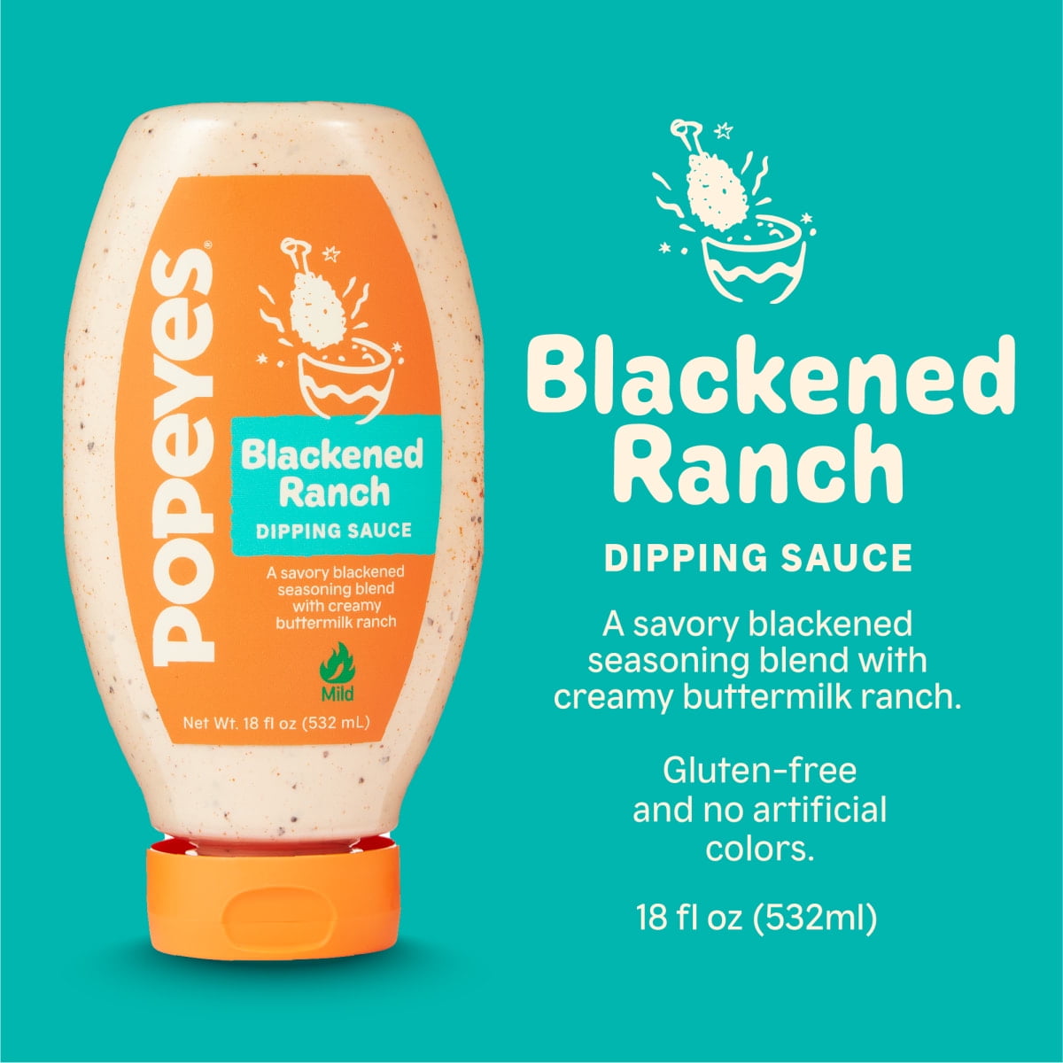 Popeyes Louisiana Kitchen Blackened Ranch Dipping Sauce, 18 oz Bottle
