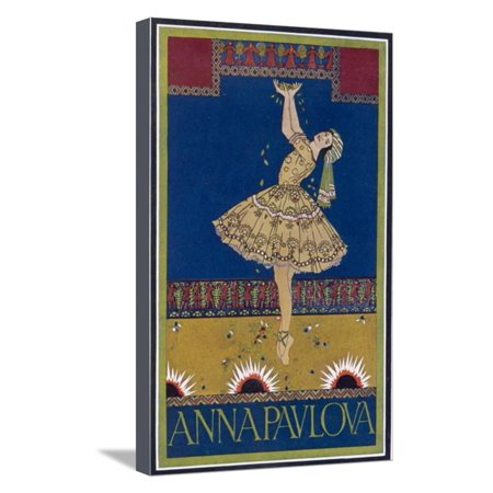 Anna Pavlova Russian Ballet Dancer on Stage in 1912 Stretched Canvas Print Wall Art By R.