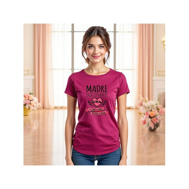 Playera Madre Solo Hay Una y Como La Mia Ninguna – El Regalo Perfecto para la Mejor Mamá del Mundo Color Rosa Dorado Talla Chica Marca Emil SaEs