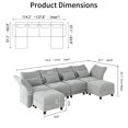thumbnail image 2 of LLappuil Modular Sectional Sofa, 6 Seat Modular Sectional Sofa with Storage, 25.6" Deep Seat Chenille Sofa Couch for Living Room Gray, 2 of 8