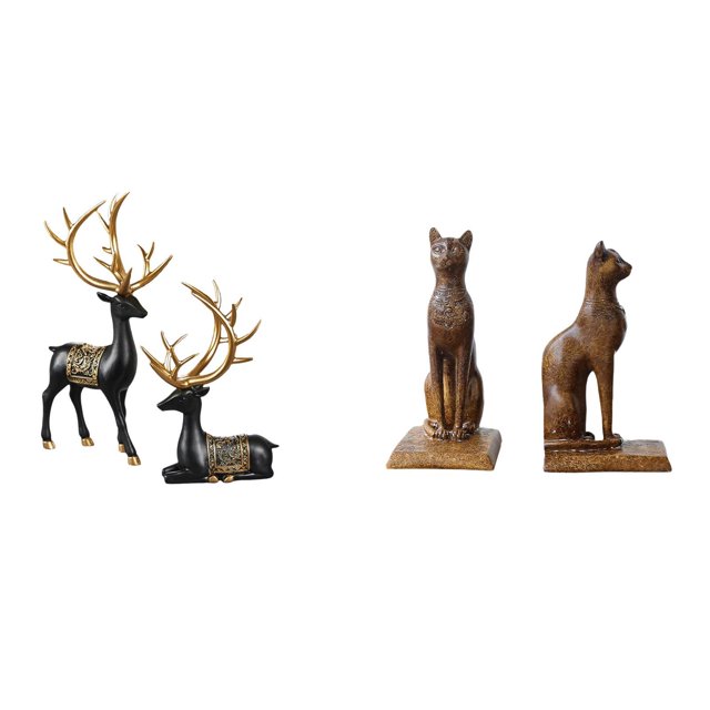 Estatua de escultura de ciervo,Escultura de ciervo para sala de estar con luz de resina.,Figura de mesa,Estatua de gato sujetalibros para oficina,decoración del hogar,Escultura Sujetalibros