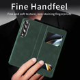 thumbnail image 4 of MonsDirect for 7.6 inch Samsung Galaxy Z Fold 3 5G 2021 Case, Nappa Leather with Flip Folding Magnetic Face Cover, Window Design with Hidden Kickstand Full Protective Case for Galaxy 3, Nappa Green, 4 of 7