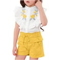 thumbnail image 1 of Odeerbi 2-8 Años Niñas Trajes de Verano Camisetas de Tirantes de Algodón Con Volantes Bordados Pantalones Cortos Conjunto de Dos Piezas Sin Mangas, 1 of 9