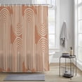 thumbnail image 3 of Abstract Lines Shower Curtain, Mid Century Orange Vintage Geometric Line Texture Waterproof Shower Curtain Set with 12 Hooks Lightweight Bath Curtains Fabric Bathroom Decor 72x78 Inches, 3 of 9