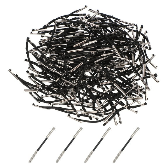 Uxcell Elastic Barbed Cord 2 Inch / 53mm, 200 Pcs 2mm Loop Stretch Round String with Metal Barb Fasteners for Hats Masks Menus Crafting Book, Black