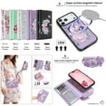 thumbnail image 2 of TECH CIRCLE 2-in-1 Wallet Case for iPhone 17 Air (6.5", 2025), Detachable Magnetic Back Cover, Flip Flower Phone Case with 15 Card Slots, Zipper Pocket, Crossbody Strap, Wrist Strap, Purple, 2 of 12