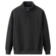 thumbnail image 4 of Sudaderas para hombre, ropa de hombre lisa, sudadera negra con media cremallera y sin capucha, jersey de otoño, novedad, de alta calidad, algodón barato, 4 of 5