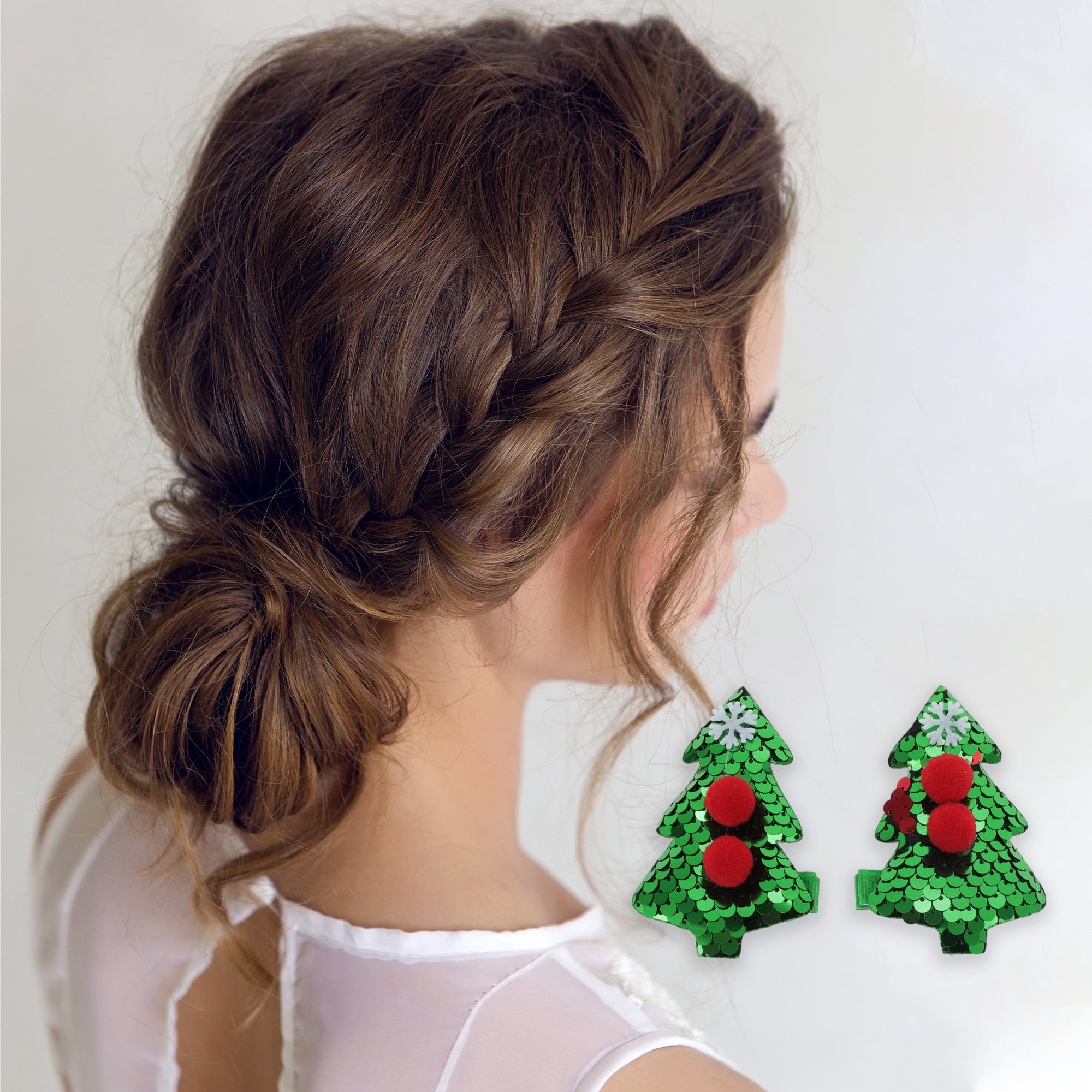 NOMADIC NOOK Christmas Hair Clips 8 Pcs Red Green Deer Antlers Christmas Tree