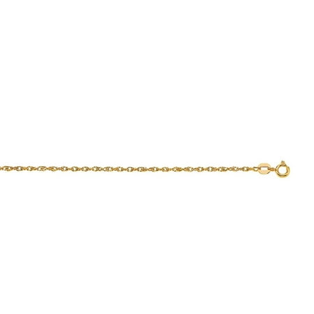 14k Carded Rope Pendant - 14k 16 Inch Yellow Gold Sparkle-Cut Carded Pendant Rope Chain With Spring Ring Clasp Necklace