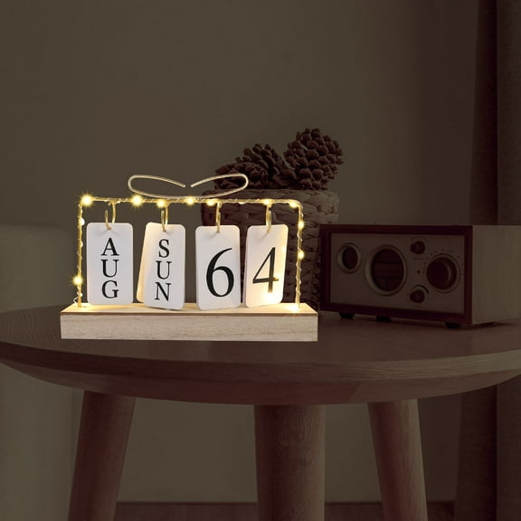 WORGEOUS Delicate Tabletop Calendar Adorable Calendar Ornament DIY Calendar with Light
