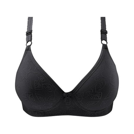 Kddylitq Underwear Breathable Bras for Women No Underwire Push Up Adjustable Strap Wireless Bra Soft Comfortable Lifting Bras Black 36