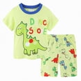 thumbnail image 5 of TOWED22 Toddler Baby Boy Clothes Dinosaur Truck Print Crewneck Short Sleeve Tee Elastic Waist Cargo Shorts 2pcs Summer Outfits(Light Green,3-4 Y), 5 of 5