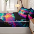 thumbnail image 5 of Manfei Pretty Sunset Zipper Twin Comforter Sets with Fitted Sheet and 2 Pillowcases,Multicolor Ocean Waves Zipper Bedding Set,Black Reversible,4pcs, 5 of 8